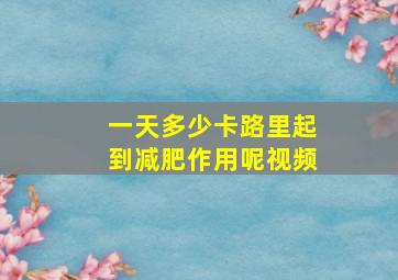 一天多少卡路里起到减肥作用呢视频