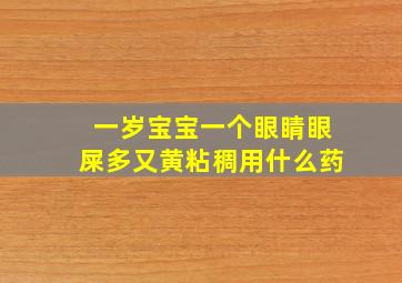 一岁宝宝一个眼睛眼屎多又黄粘稠用什么药