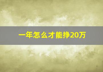 一年怎么才能挣20万