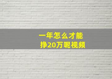 一年怎么才能挣20万呢视频