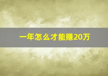 一年怎么才能赚20万