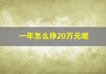 一年怎么挣20万元呢