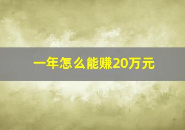 一年怎么能赚20万元