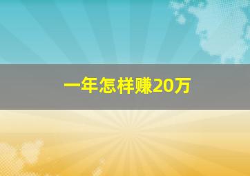 一年怎样赚20万