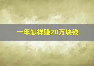 一年怎样赚20万块钱