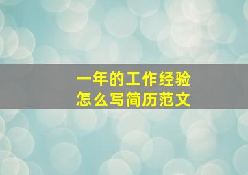 一年的工作经验怎么写简历范文