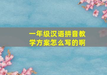 一年级汉语拼音教学方案怎么写的啊