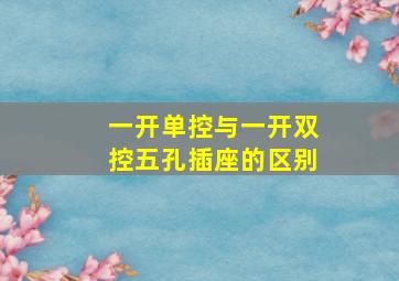 一开单控与一开双控五孔插座的区别