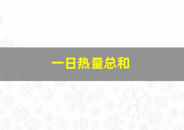 一日热量总和