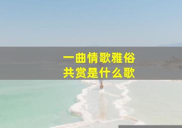 一曲情歌雅俗共赏是什么歌