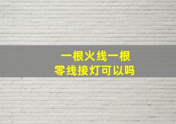 一根火线一根零线接灯可以吗