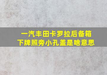 一汽丰田卡罗拉后备箱下牌照旁小孔盖是啥意思