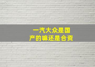 一汽大众是国产的嘛还是合资