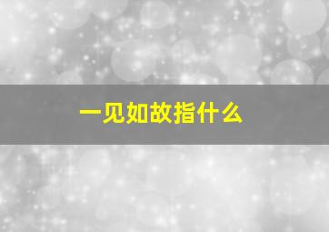 一见如故指什么