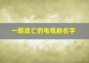 一路逃亡的电视剧名字