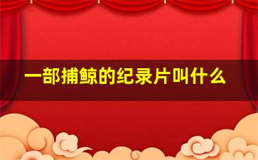 一部捕鲸的纪录片叫什么