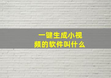 一键生成小视频的软件叫什么