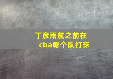 丁彦雨航之前在cba哪个队打球