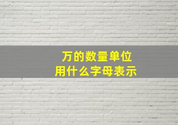 万的数量单位用什么字母表示