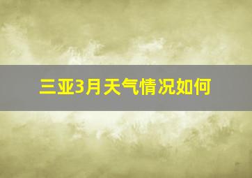 三亚3月天气情况如何