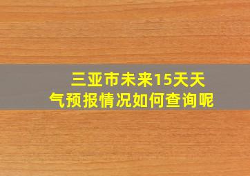 三亚市未来15天天气预报情况如何查询呢