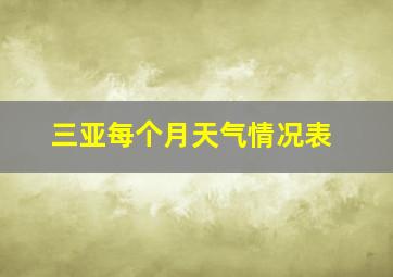 三亚每个月天气情况表