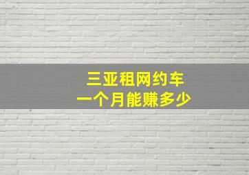 三亚租网约车一个月能赚多少