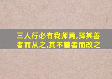 三人行必有我师焉,择其善者而从之,其不善者而改之