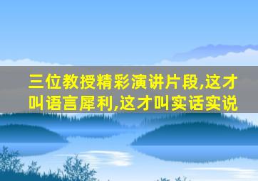 三位教授精彩演讲片段,这才叫语言犀利,这才叫实话实说