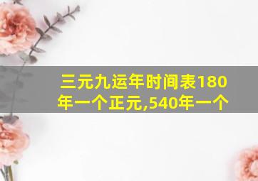 三元九运年时间表180年一个正元,540年一个