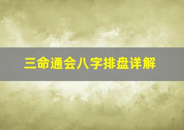 三命通会八字排盘详解