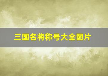 三国名将称号大全图片