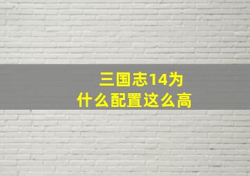 三国志14为什么配置这么高