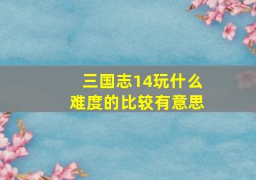 三国志14玩什么难度的比较有意思