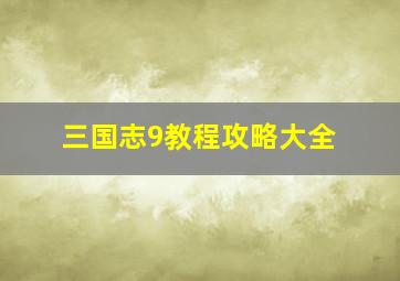 三国志9教程攻略大全