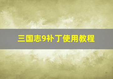 三国志9补丁使用教程