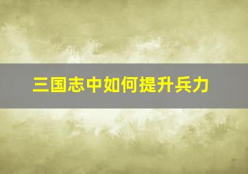 三国志中如何提升兵力