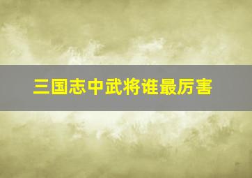 三国志中武将谁最厉害