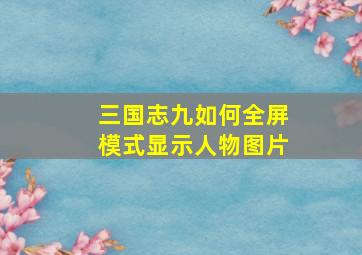 三国志九如何全屏模式显示人物图片