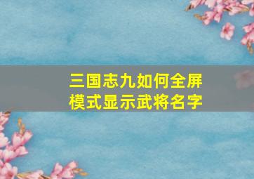 三国志九如何全屏模式显示武将名字