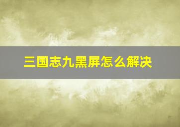 三国志九黑屏怎么解决