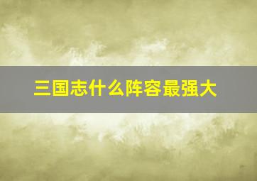 三国志什么阵容最强大