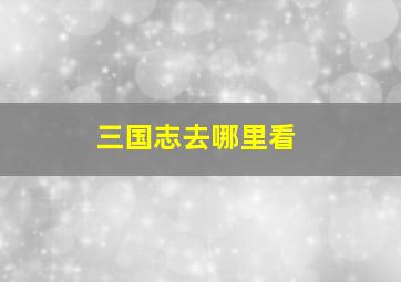 三国志去哪里看