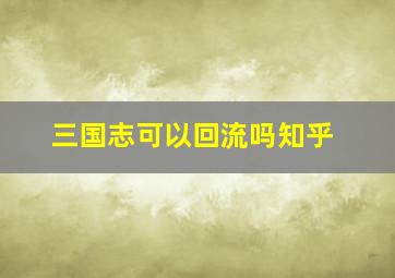 三国志可以回流吗知乎