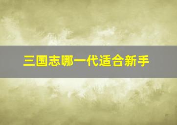 三国志哪一代适合新手