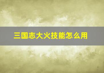 三国志大火技能怎么用