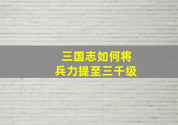 三国志如何将兵力提至三千级