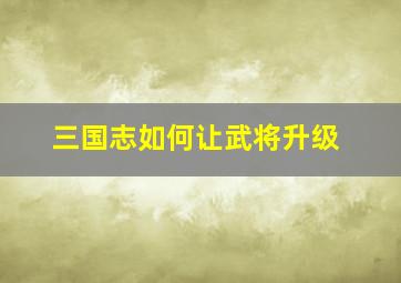 三国志如何让武将升级