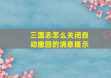 三国志怎么关闭自动撤回的消息提示