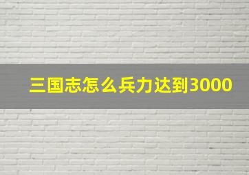 三国志怎么兵力达到3000